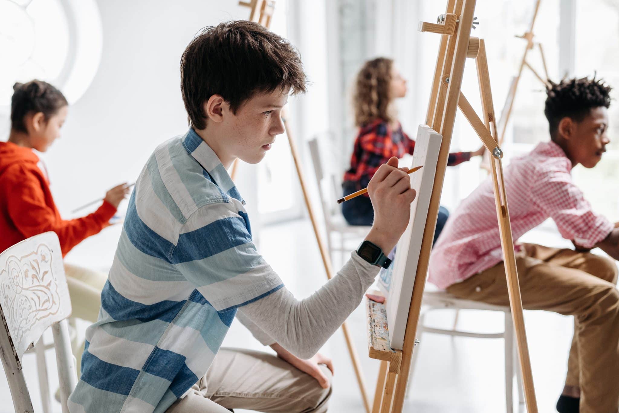 Art class with students